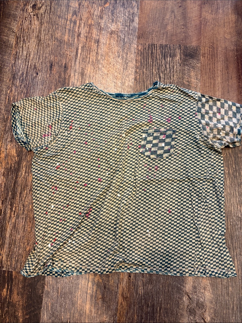 Magnolia Pearl Checkered Short-Sleeve Tee in Green, Black and Vibrant Pink